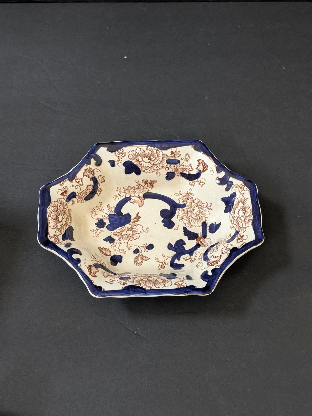Mason's Ironstone Mandalay Red Blue Hexagonal Vintage Trinket Jewelry Dish
